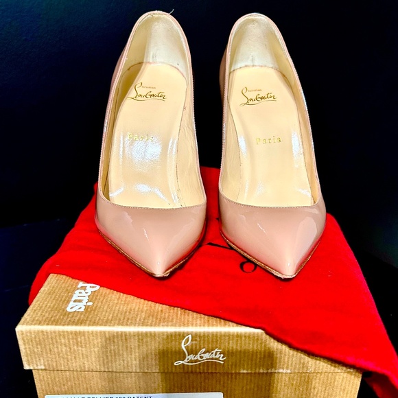 Christian Louboutin Pigalle Follies 100 Nude Patent Leather Pumps – Box, Dust Ba - Picture 4 of 5
